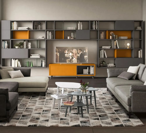 Contemporary TV wall unit - GOLF W102  - ColombiniCasa - lacquered wood / with drawers / with shelves