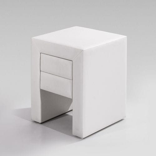 Contemporary bedside table - U 40 - Colunex - fabric / marble / fabric base