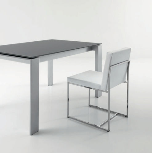 Contemporary chair - CHIC  - Compar - fabric / metal base / sled base