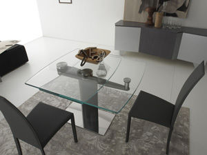 Contemporary table - LIBERTY - Compar - glass / square / extending