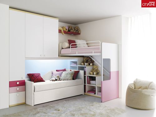 Loft bed - 940 - Doimo Cityline - single / contemporary / girl's
