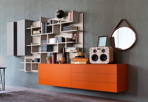 Wall-mounted bookcase - CITYLIFE 02 - Doimo Cityline - contemporary / lacquered wood