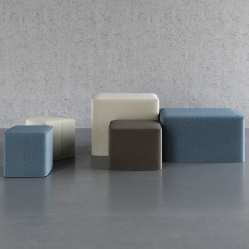 Contemporary pouf - PORTER - Doimo Salotti - fabric / leather / square