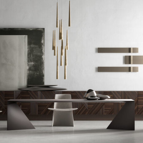 Contemporary table - IPERBOLE - Emmemobili - oak / walnut / wood veneer