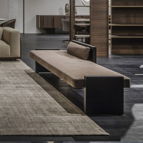 Contemporary upholstered bench - P.BENCH - Emmemobili - fabric / leather / wood veneer base