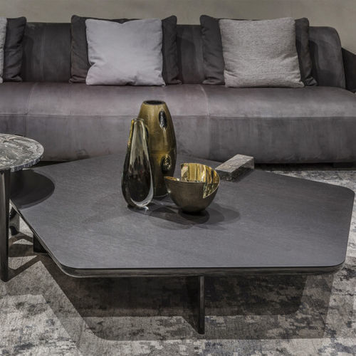 Contemporary coffee table - ANTINOMIA - Emmemobili - wood veneer / marble / wood veneer base