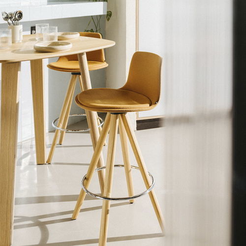 Contemporary bar chair - LOTTUS SPIN WOOD - Enea - indoor / fabric / steel