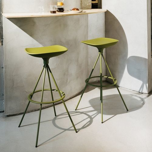 Contemporary bar stool - Mate Spin - Enea - leather / polypropylene / steel base