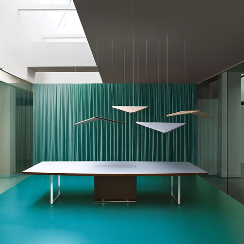Hanging sound-absorbing panel - KITE - ESTEL - aluminum / polyurethane / rectangular