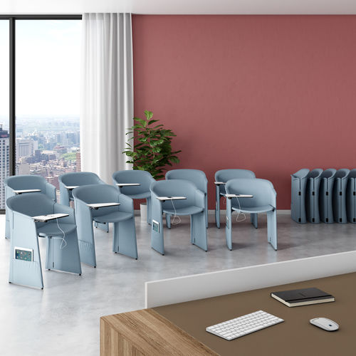 Contemporary conference chair - POCHETTE - ESTEL - indoor / fabric / leather