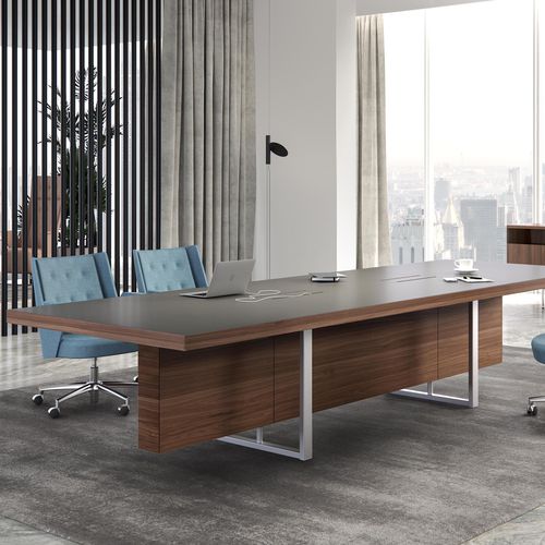 Contemporary boardroom table - DECK - ESTEL - wood veneer / leather ...