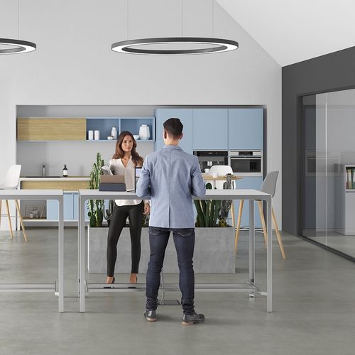 Contemporary high bar table - MORE  - ESTEL - laminated wood / glass / melamine