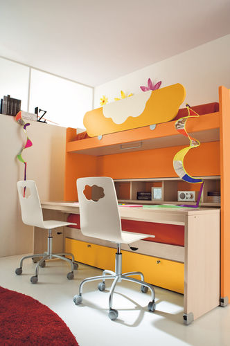 Orange children's bedroom furniture set - NUVOLA - 13 - Faer Ambienti - unisex