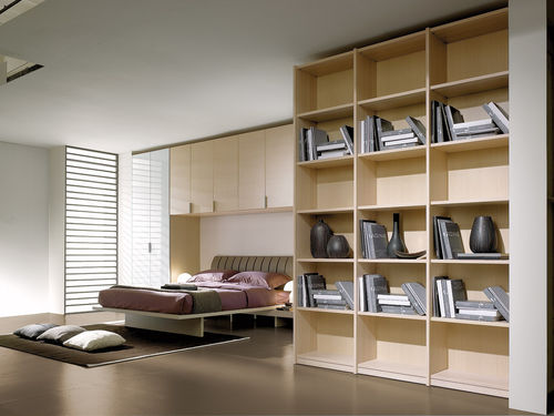 Contemporary wardrobe - SPAZIANTE - 1 - Faer Ambienti - wooden / with swing doors / with bookcase