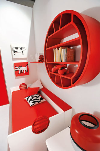 Red children's bedroom furniture set - SPORT - VOLLEY 1 - Faer Ambienti - unisex