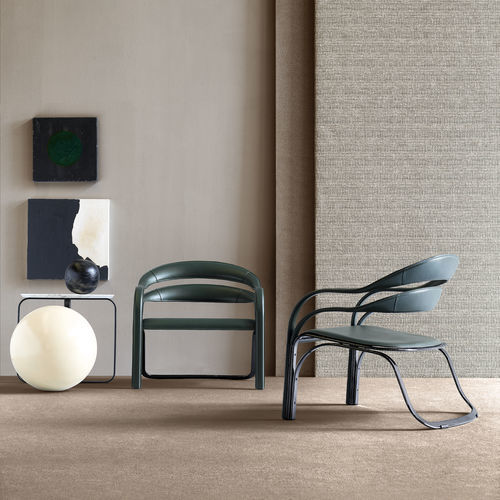 Contemporary armchair - FETTUCCINI W - fasem - leather / steel / green