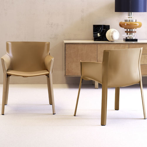 Contemporary office chair - P90 - fasem - indoor / leather / steel base