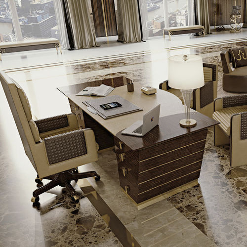 Free-standing desk - Fooster - Formenti - contemporary / wooden / leather