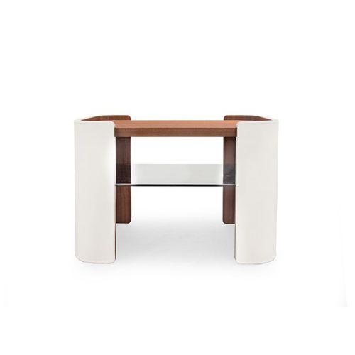 Contemporary bedside table - DOWNTOWN  - Formitalia Group - wood veneer / glass / wooden base