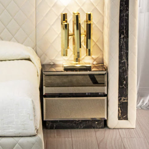 Contemporary bedside table - ROYAL - Formitalia Group - glass / marble base / rectangular