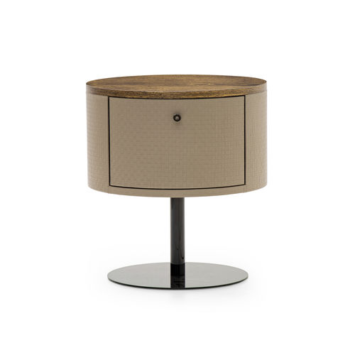 Contemporary bedside table - OVERSEAS L - Formitalia Group - wood veneer / leather / metal base