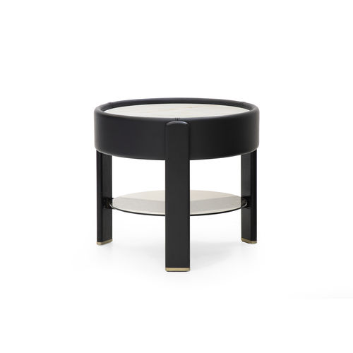 Contemporary side table - KEAN - Formitalia Group - glass / leather / marble
