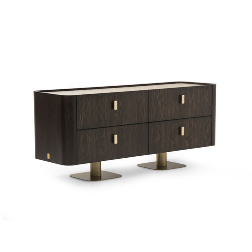 Contemporary chest of drawers - OVERSEAS - Formitalia Group - wood veneer / leather / for hotel room