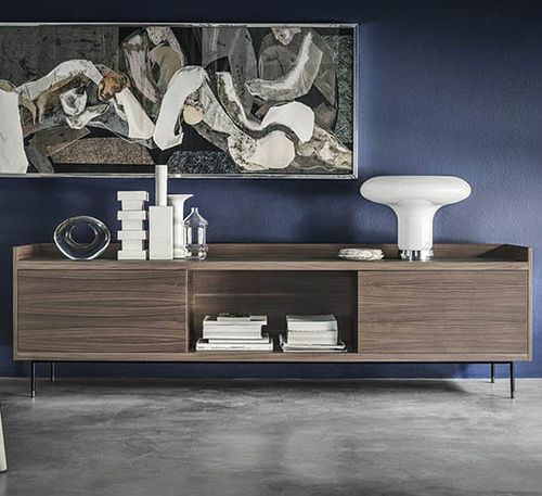 Contemporary sideboard - Priv&eacute; A - Frag - walnut / metal / glass
