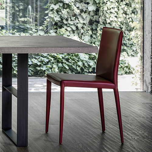 Contemporary chair - Lilly - Frag - indoor / leather / steel base