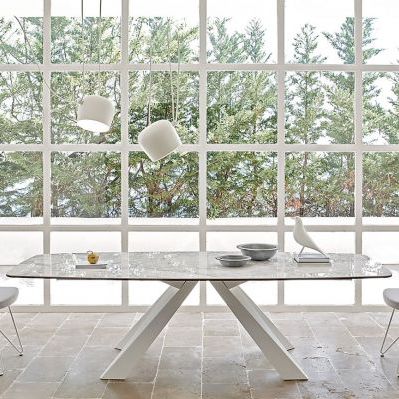 Contemporary table - T72 COSMO - Friulsedie Sud by Dalmasson - metal / rectangular / white