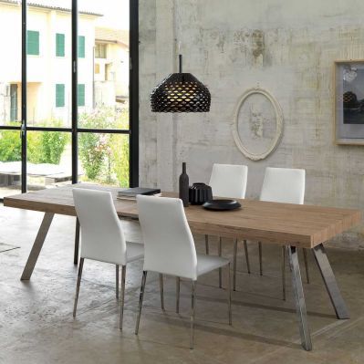 Contemporary table - T52 DENVER - Friulsedie Sud by Dalmasson - oak / chrome / rectangular