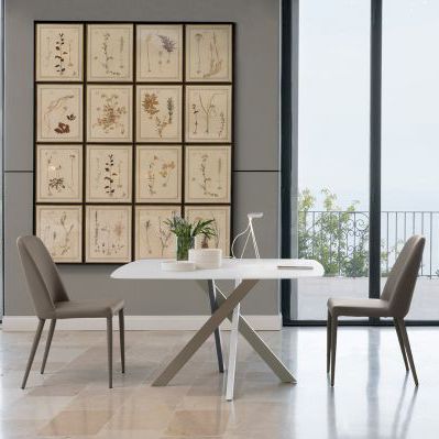 Contemporary table - T25 GIOTTO - Friulsedie Sud by Dalmasson - metal / metal base / square