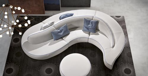 Modular upholstered bench - WAVE - Gamma Arredamenti International - contemporary / leather / with backrest