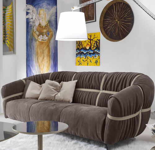 Contemporary sofa - CROSSOVER - Gamma Arredamenti International - leather / brown / white