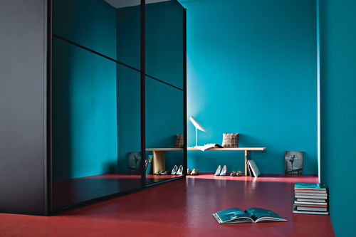 Contemporary wardrobe - NEVADA - Giellesse di Galli Luigi eAlessandro e C. - oak / glass / sliding door
