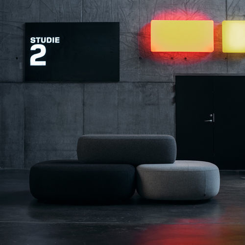 Modular sofa - Ø - + HALLE - contemporary / fabric / leather