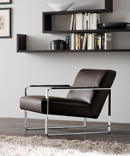 Contemporary armchair - HARPER - Gurian - leather / steel / black