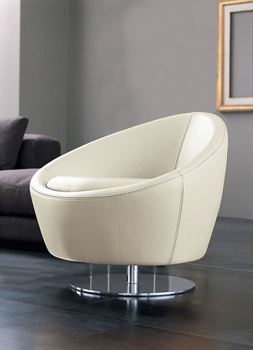 Contemporary armchair - BRITTE - Gurian - leather / steel / white