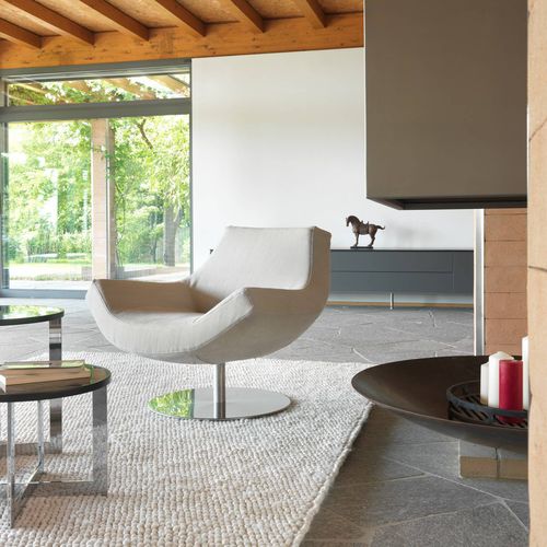 Contemporary fireside chair - CHICA - Gyform - leather / fabric / with removable cover