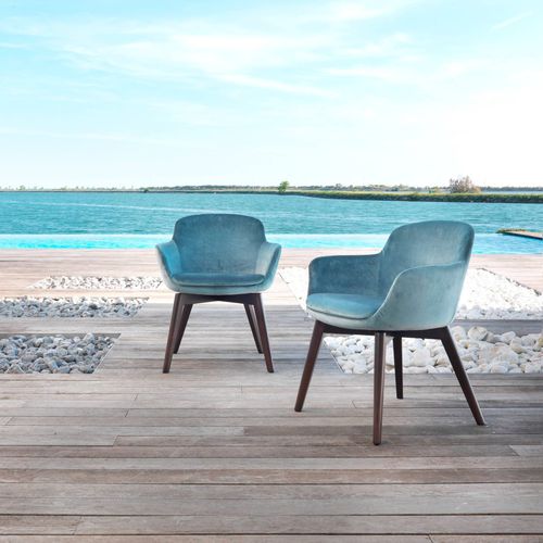 Contemporary chair - CHANEL - Gyform - indoor / fabric / wooden base