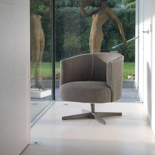 Contemporary armchair - CAMILLA - Gyform - fabric / metal / gray