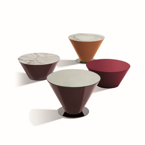 Contemporary coffee table - RIO - Haute Couture by Costantini Pietro - lacquered wood / ceramic / marble