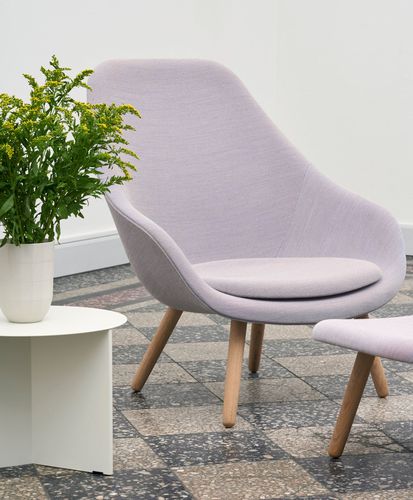 Contemporary armchair - AAL92 - Hay a/s - fabric / wooden / cushion