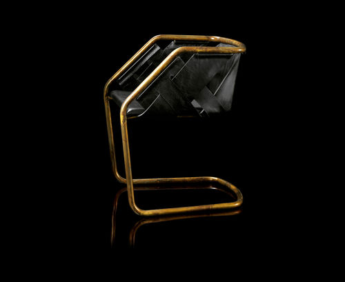 Contemporary dining chair - STRIP - Henge - indoor / leather / metal base