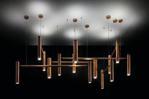 Pendant lamp - TUBULAR - Henge - brass / contemporary / corded