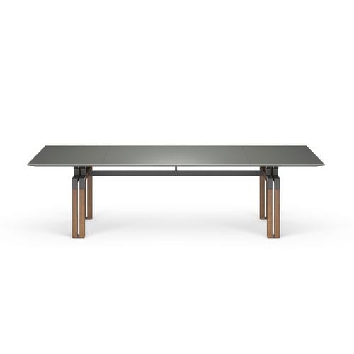 Contemporary boardroom table - PASO DOBLE - i4 MARIANI - wood veneer / glass / leather