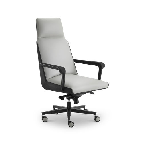 Contemporary office armchair - FLORA - i4 MARIANI - leather / wooden / reclining