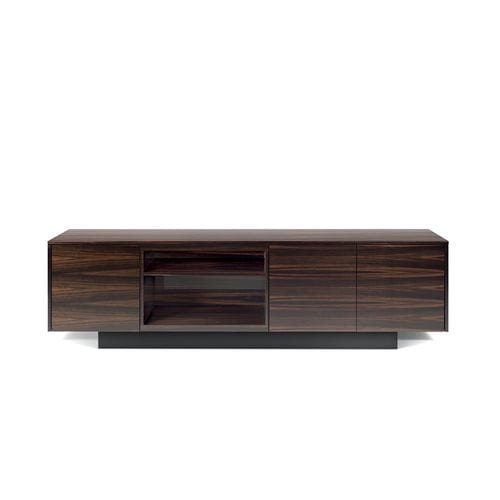 Contemporary sideboard - CITY - i4 MARIANI - wood veneer / leather / with shelf
