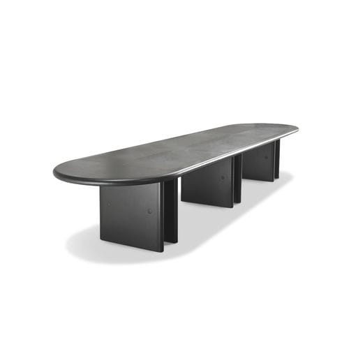 Contemporary boardroom table - BIG - i4 MARIANI - wood veneer / leather / wooden base