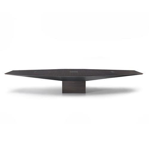 Contemporary boardroom table - EUCLIDEO - i4 MARIANI - wood veneer / lacquered wood / leather